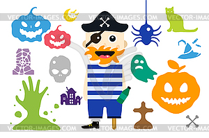 Set of halloween costume characters - vector image