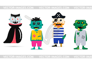 Set of halloween costume characters - vector clipart