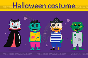 Set of halloween costume characters - vector image