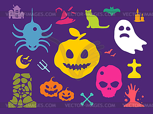 Halloween icons set - vector clip art