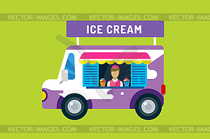 Ice cream truck van - vector clip art