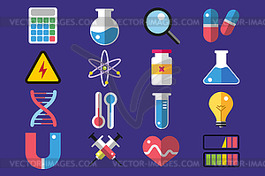 Science lab icons set - vector clipart