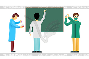 Scientists cartoon characters set - vector image