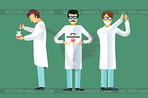 Scientists cartoon characters set - vector image