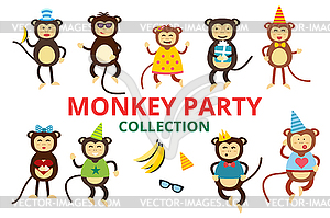 Happy cartoon monkey dancing party birthday - vector image