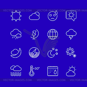 Weather icons outline set - vector image