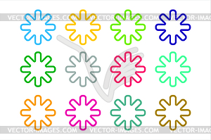 Sun burst, star or snowflakes logo icon set - vector clipart