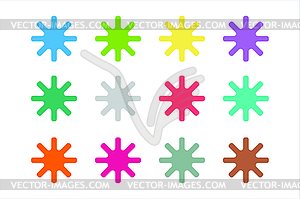 Sun burst, star or snowflakes logo icon set - vector clipart