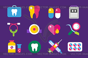 Medicine icons set. Doctors tools for health care - vector image