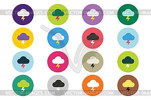 Attention warning cloud sign icons set - royalty-free vector clipart