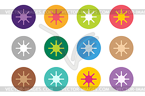 Sun burst, star or snowflakes logo icon set - vector clipart