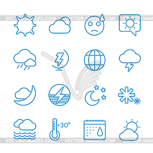 Weather icons outline set - vector image