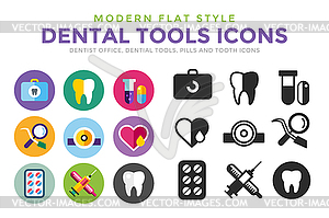 Dental icons set clinic logo - vector image