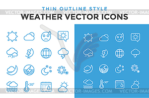 Weather icons outline set - vector clipart