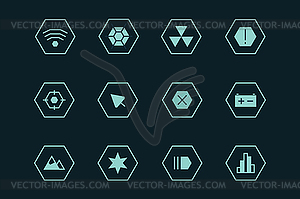 Outline UI technology icons set - vector image