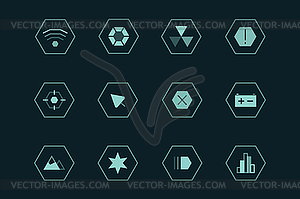 Outline UI technology icons set - vector clip art