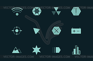Outline UI technology icons set - vector clipart