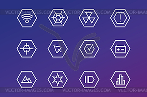 Outline UI technology icons set - vector clipart