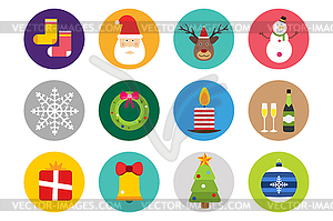 Рождественский набор иконок - векторное изображение EPS