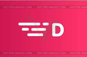 Fast line letter D logo monogram - vector clip art