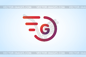 Fast line letter G logo monogram - vector clip art