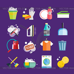 Cleaning icons set clean service - vector clip art