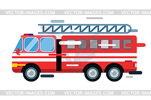 Пожарная машина автомобиль мультяшный силуэт - векторный клипарт