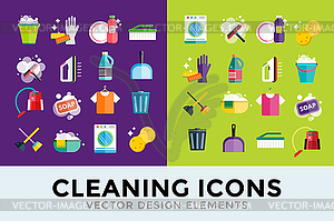 Cleaning icons set clean service - vector clipart