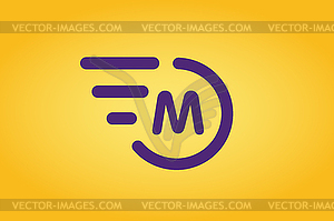 Fast line circle logo M rings monogram - vector clip art