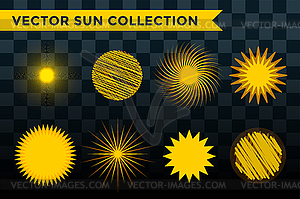 Sun burst, star or snowflakes logo icon set - vector clipart