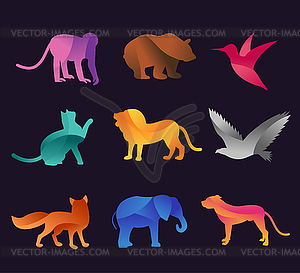 Animal zoo icons set - vector clipart