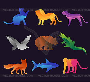 Animal zoo icons set - vector image