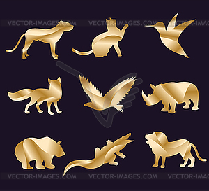 Animal zoo icons set - vector clipart