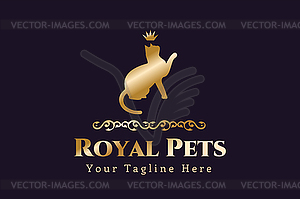 Retro Vintage cat monogram logo - vector clipart