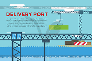 Морские перевозки логистический порт инфографика - векторный клипарт / векторное изображение