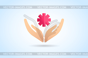 Уход за руками силуэт логотип концепция - векторное изображение клипарта