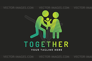 Happy family logo template - vector clip art