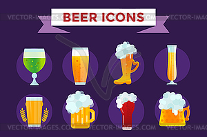 Beer bottle sign icons set - vector clipart