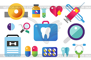 Dental icons set clinic logo - vector image