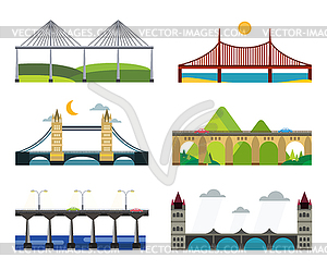 Bridge silhouette set - vector image