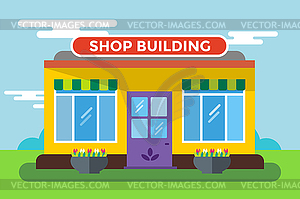 Fruit and vegetables shop stall - vector image