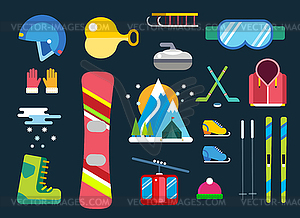 Winter sport icons set - stock vector clipart