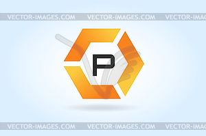 Abstract P character logo icon template - vector clipart