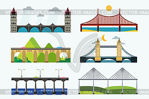 Bridge silhouette set - vector image