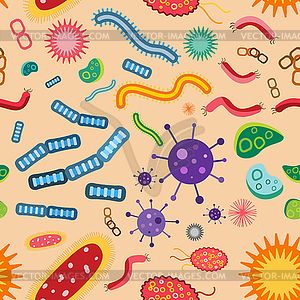 Bacteria virus seamless pattern - vector clipart