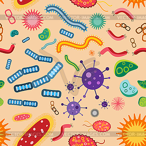 Бактерии вирус бесшовный узор - векторный эскиз
