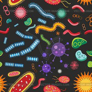 Bacteria virus seamless pattern - vector clip art