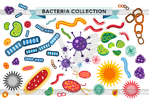 Bacteria virus icons set - vector image