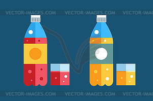 Water, soda and juice or tea bottles - vector image