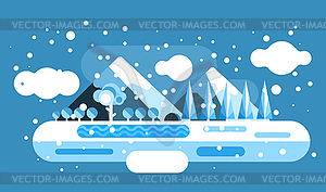Абстрактный открытый зимний пейзаж - изображение в векторе